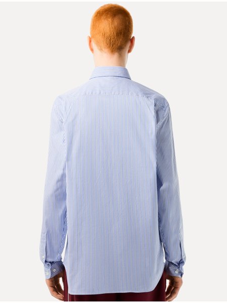 Camisa Lacoste Masculina Regular Stripes Blanc Blue Branca