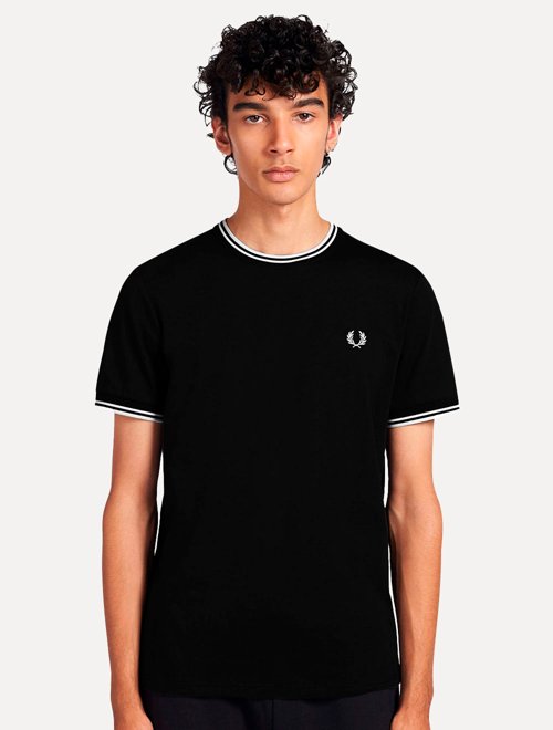 Camiseta Fred Perry Masculina Regular Twin Tipped Azul Marinho