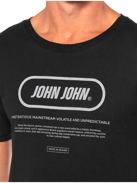 Camiseta John John Masculina Regular Rough Logo Preta 