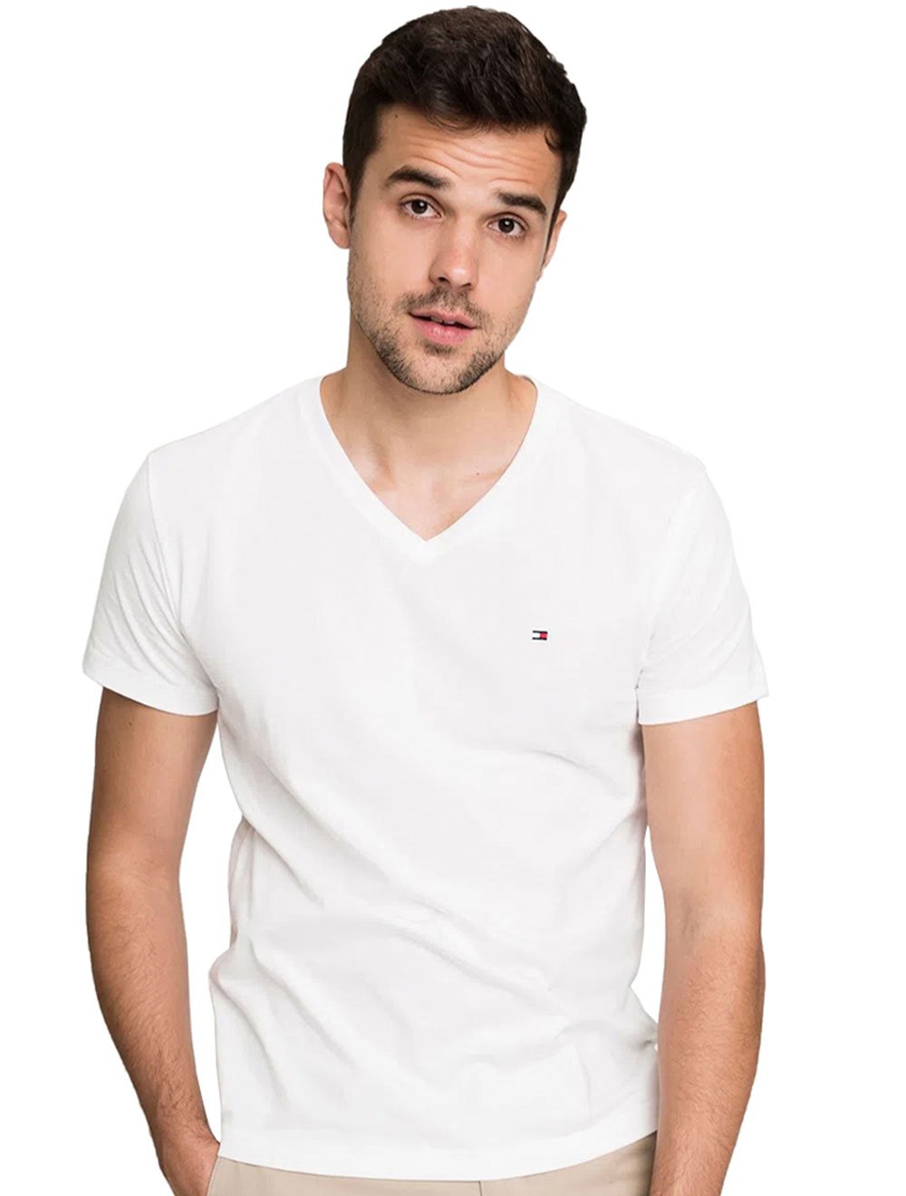 Camiseta Tommy Hilfiger Masculina Essential V-Neck Branca