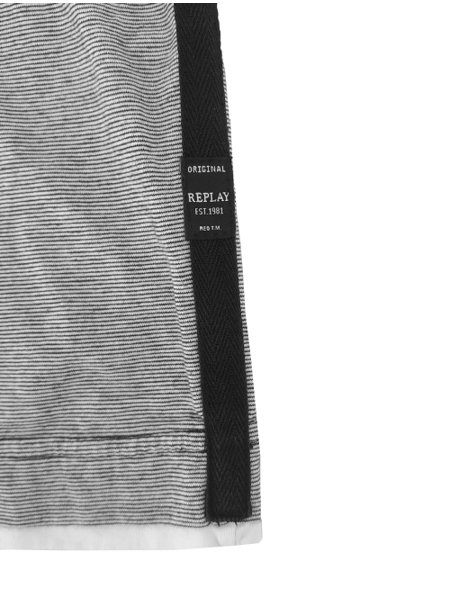 Camiseta Replay Masculina Pocket Striped Cinza
