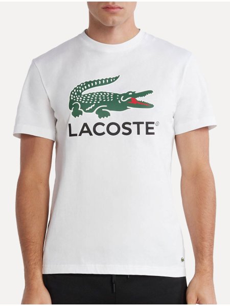 Camiseta Lacoste Masculina Jersey Croco Signature Logo Branca