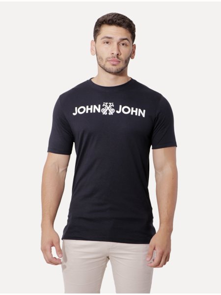 Camiseta John John Logo Masculina Preta - Preto