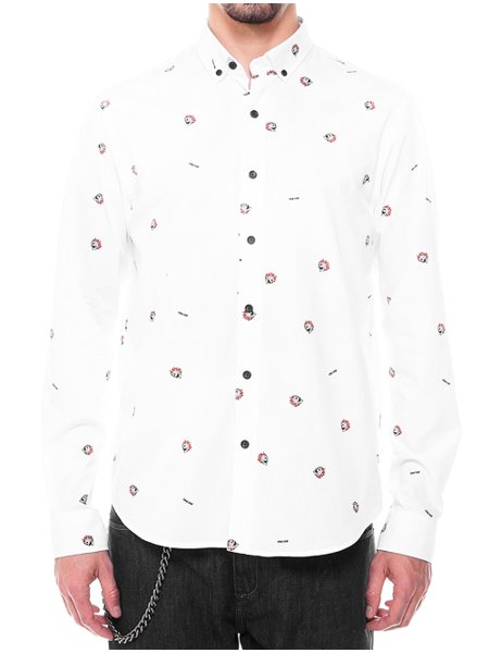 Camisa John John Masculina Fire Skull Branca 