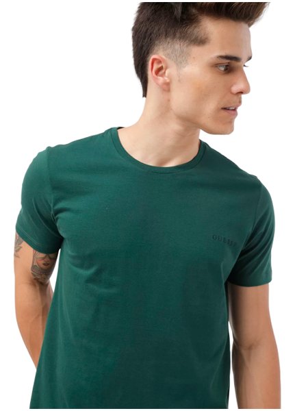 Camiseta Guess Masculina Small Silk Logo Verde Escuro