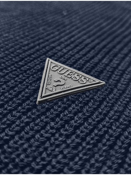 Blusa Guess Tricot Pullover Estonado Logo Azul Marinho