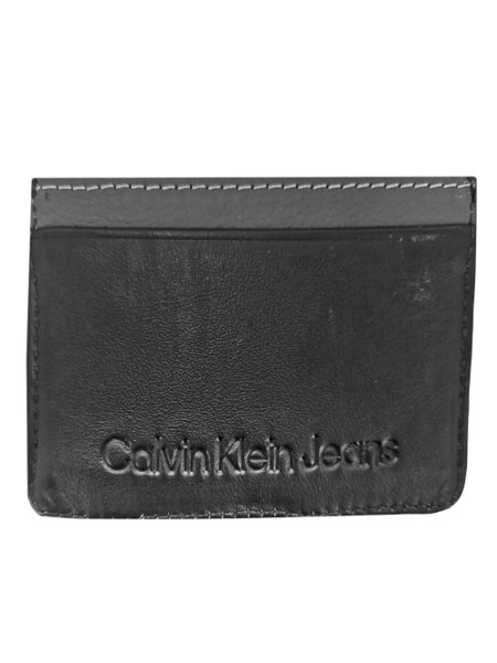 Carteira Calvin Klein Jeans Masculina Porta Cartão CKJ Silk New York Preta