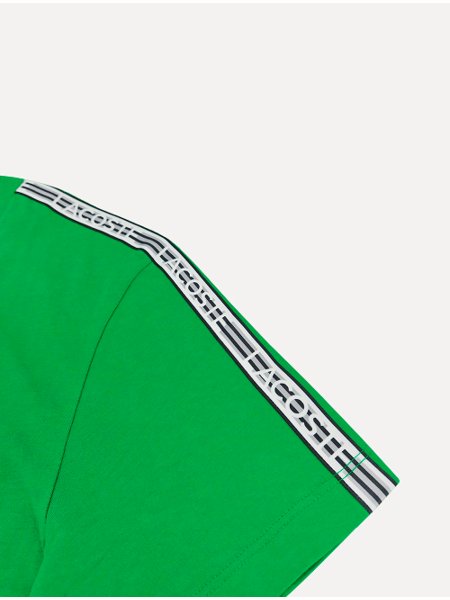 Camiseta Lacoste Masculina Regular Fit Listrada Logo Verde