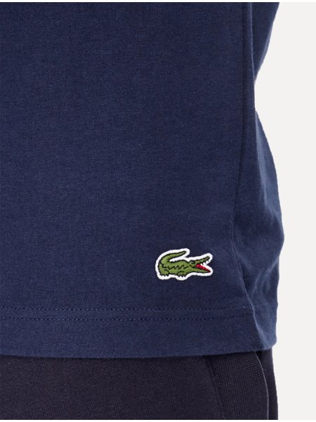 Camiseta Lacoste Masculina Jersey Croco Signature Logo Azul Marinho