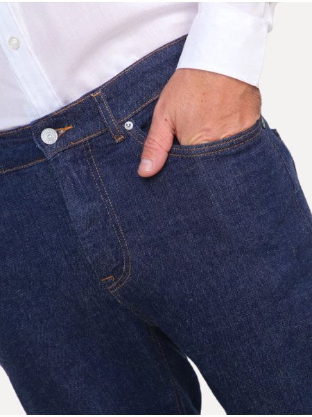 Calça Lacoste Jeans Masculina Slim Fit Cotton Denim Stretch Azul Escuro