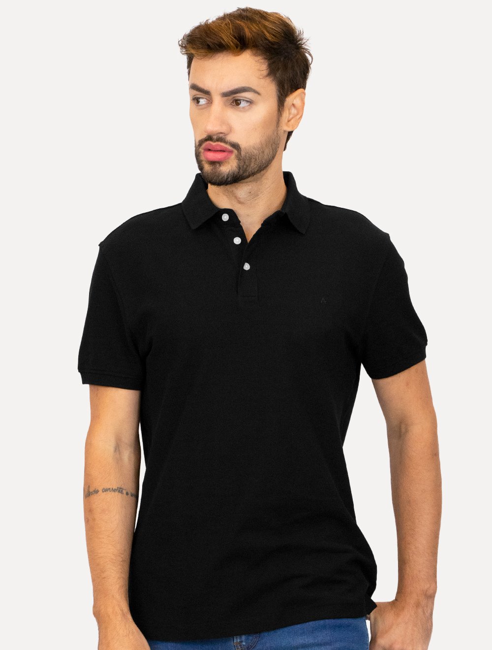 Polo Aramis Masculina Cotton Piquet Basic Preta | Secret Outlet