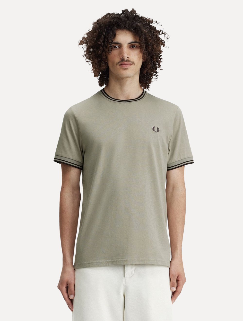 Camiseta Fred Perry Masculina Regular Brown Twin Tipped Cinza