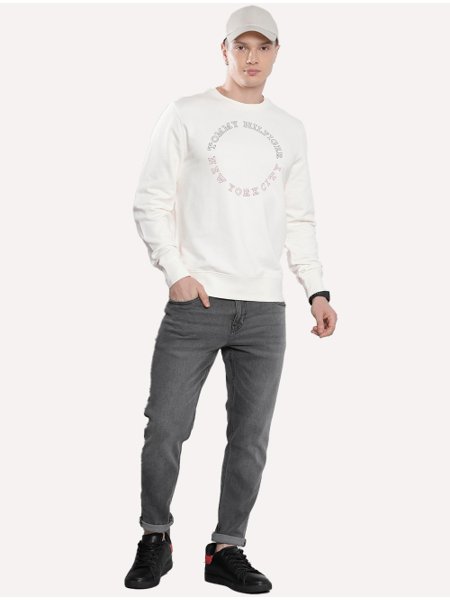 Moletom Tommy Hilfiger Masculino Crewneck Monotype Roundall Off-White