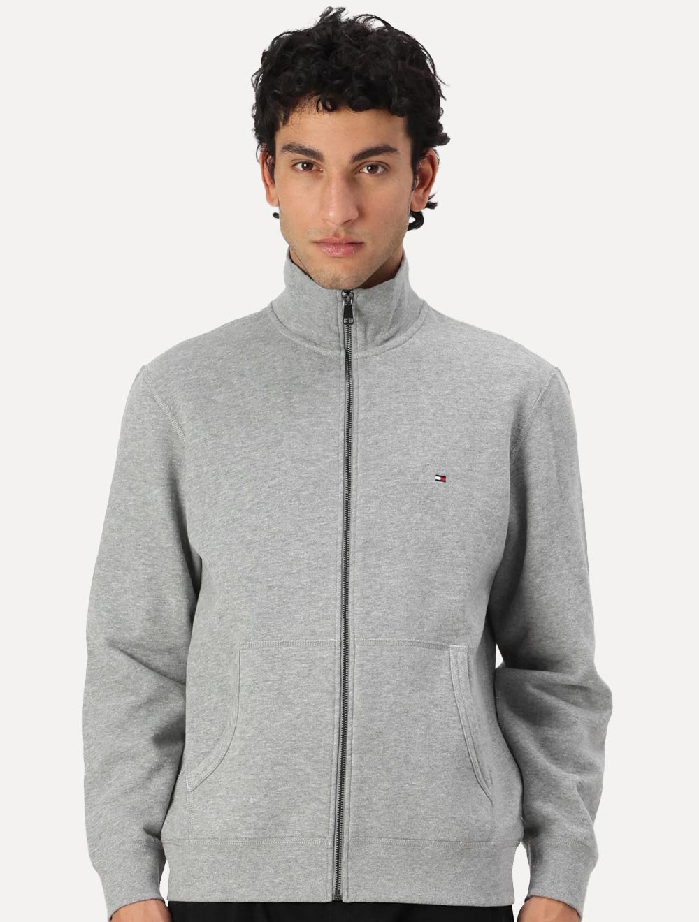 Moletom Tommy Hilfiger Masculino Essential Terry Zip-Thru Cinza