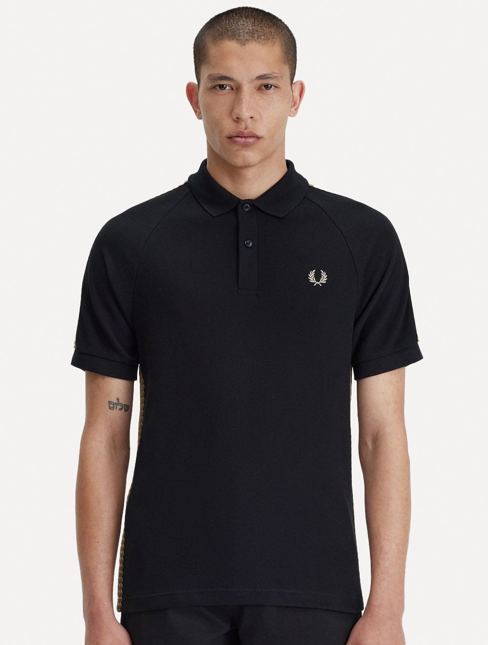 Polo Fred Perry Masculina Piquet Regular Honeycomb Taped Preta