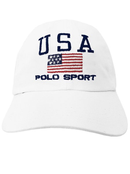 Boné Ralph Lauren US Flag USA Polo Sport Branco
