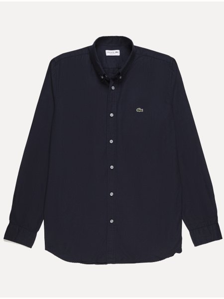 Camisa Lacoste Masculina Regular Pinpoint Cotton Oxford Azul Marinho