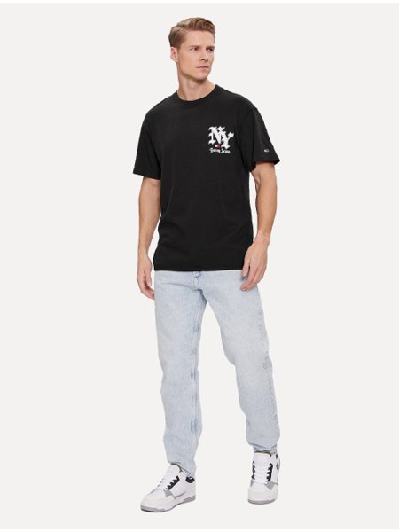 Camiseta Tommy Jeans Masculina Classic NY Grunge Sport Preta