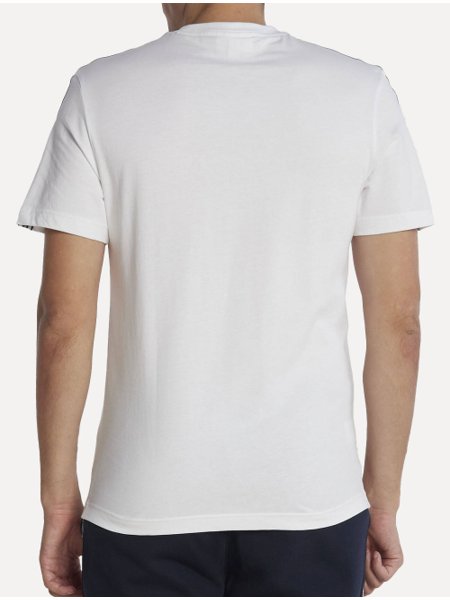 Camiseta Lacoste Masculina Regular Fit Listrada Logo Branca