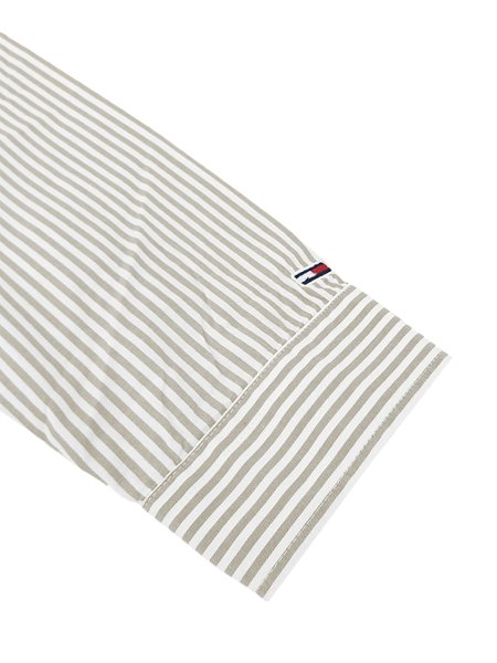 Camisa Tommy Jeans Masculina Striped Linen Blend Pocket Off-White Cinza
