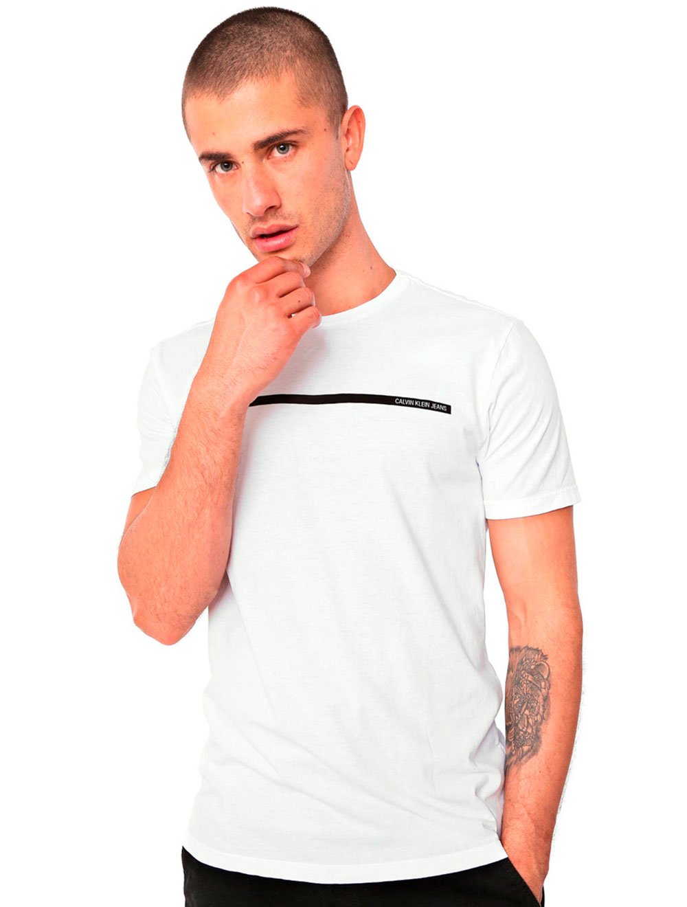 Camiseta Calvin Klein Jeans Masculina Sash Branca