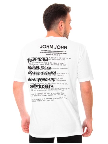 Camiseta John John Masculina Regular Logo Out Branca