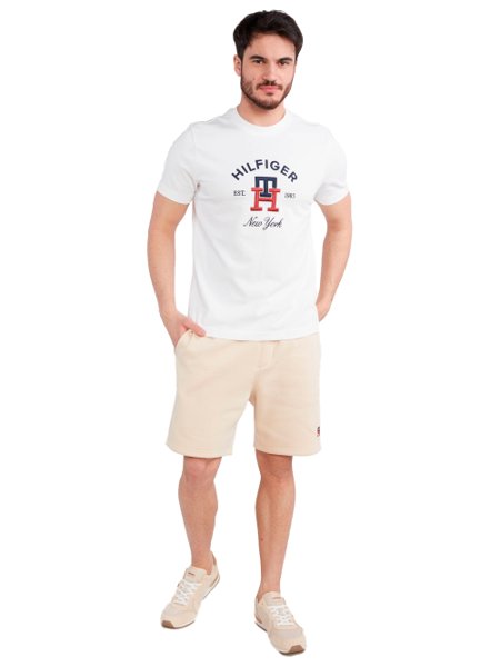 Tommy Hilfiger Camiseta masculina de ajuste adaptável com fecho ajustável,  Branco brilhante, M : : Moda
