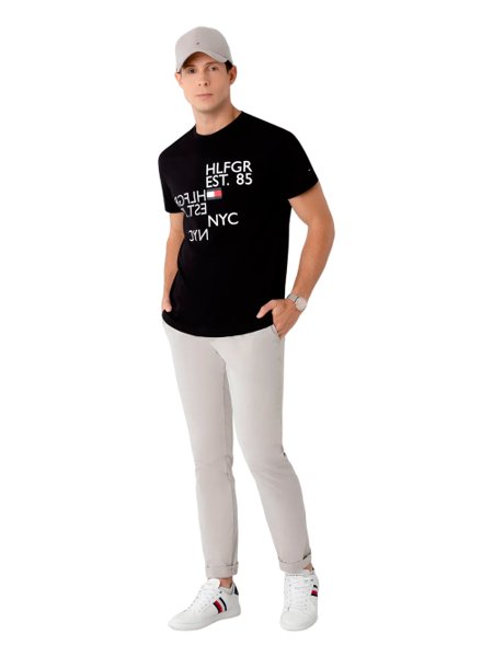 Camiseta Tommy Hilfiger Masculina Mirrored Graphic Tee Preta