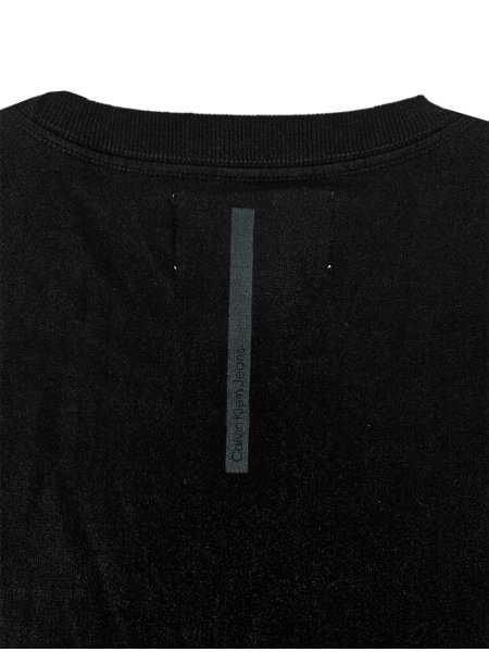 Moletom Calvin Klein Jeans Crewneck Logo Faixa Gel Preto