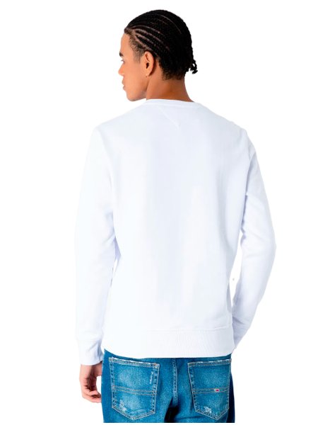 Moletom Tommy Jeans Masculino Regular Crewneck Modern Corp Logo Branco