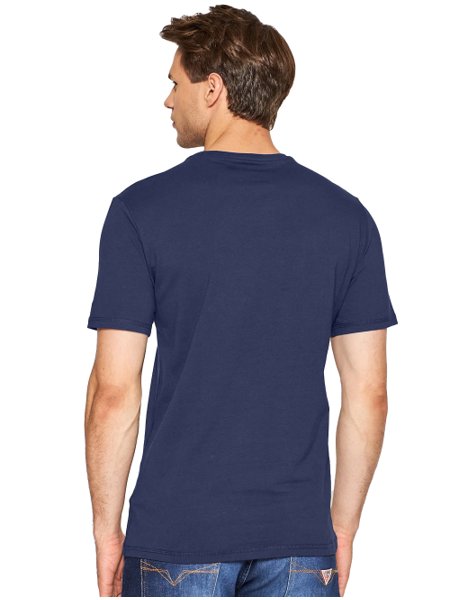 Camiseta Guess Masculina Full Gray Logo Print Azul Marinho
