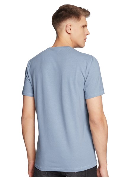 Camiseta Guess Masculina Logo Vazado Duplo Azul Médio