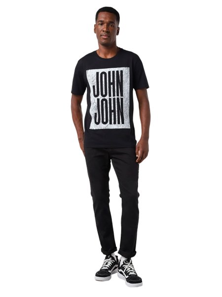 Camiseta John John Masculina Regular Block Logo Preta