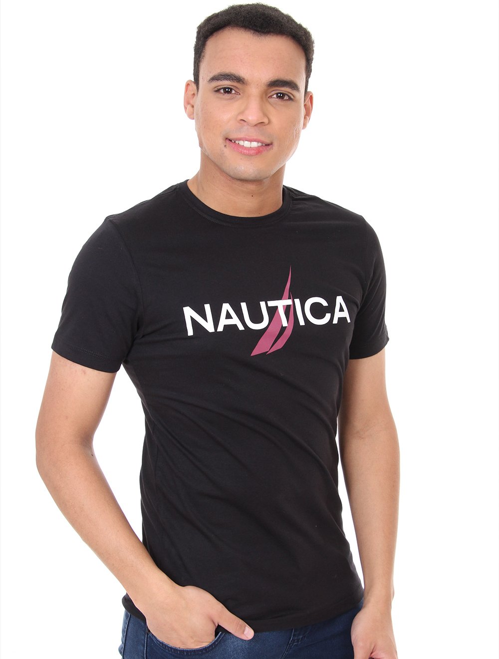 Camiseta Nautica Masculina Purple Logo Graphic Preta