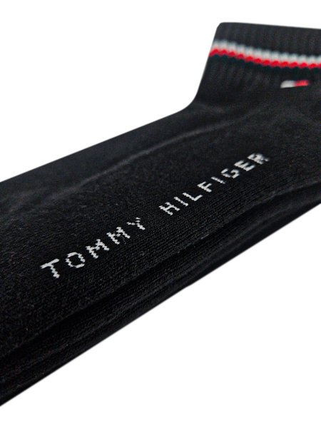 Meias Tommy Hilfiger TH Men Iconic Quarter Pretas Kit 2 Pares