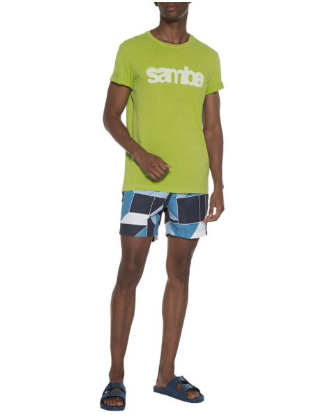 Camiseta Osklen Masculina Slim Stone Samba Spray Verde Lima