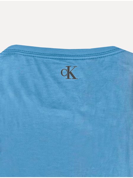Pijama Calvin Klein Masculino Short Curto Viscolight CK Logo Azul Médio