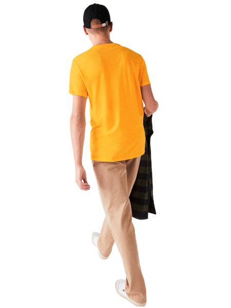 Camiseta Lacoste Masculina Classic Pima Cotton Logo Amarela