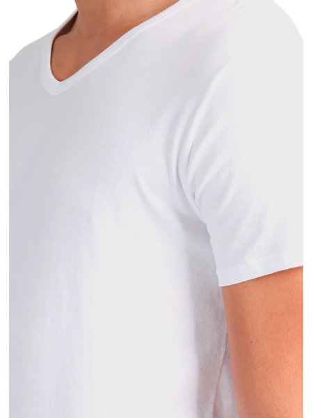 Camisetas Tommy Hilfiger Masculinas Classic V-Neck Brancas Pack 3UN