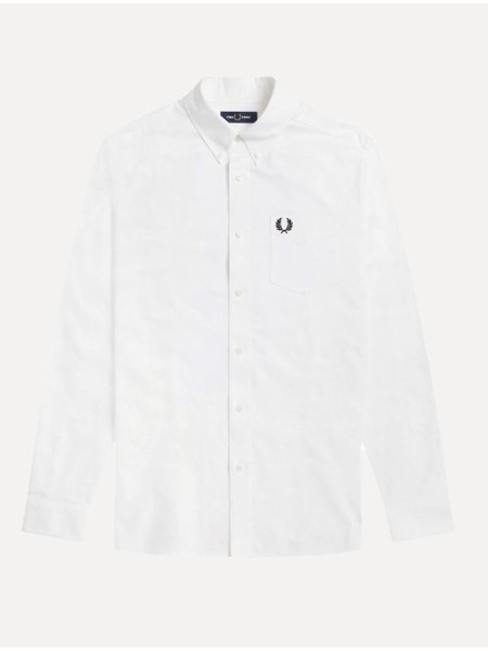 Camisa Fred Perry Masculina Oxford Pocket Black Logo Branca