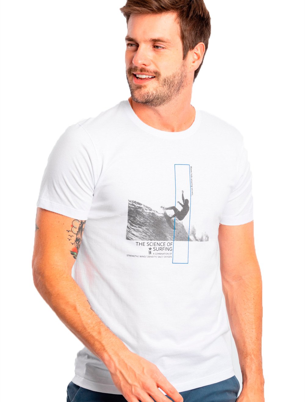 Camiseta Sergio K Masculina Surf Science Cromia Branca