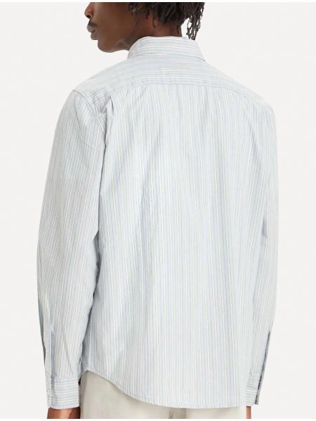 Camisa Levis Masculina Standart Sunset One Pocket Stripes White Azul Claro