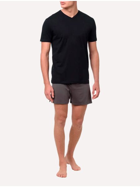Camisetas Calvin Klein Underwear Masculinas V-Neck Branca e Preta Pack 2UN