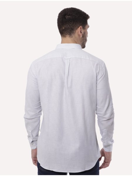Camisa Aramis Masculina Slim Oxford Button Down Listrada Azul Branca
