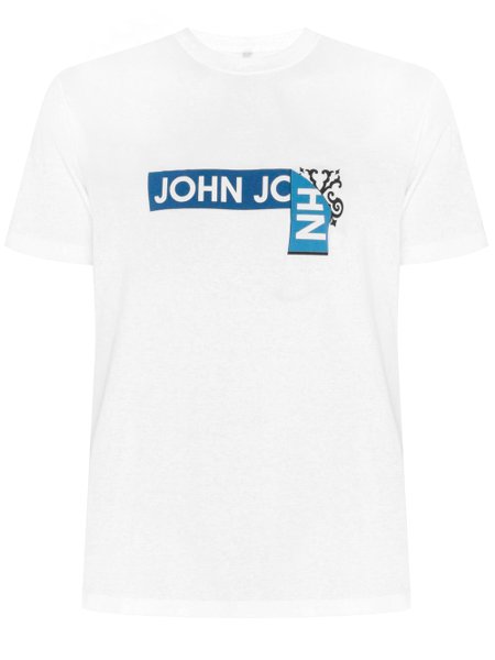 Camiseta John John Masculina Rg Taped Logo Branca, Secret Outlet em 2023