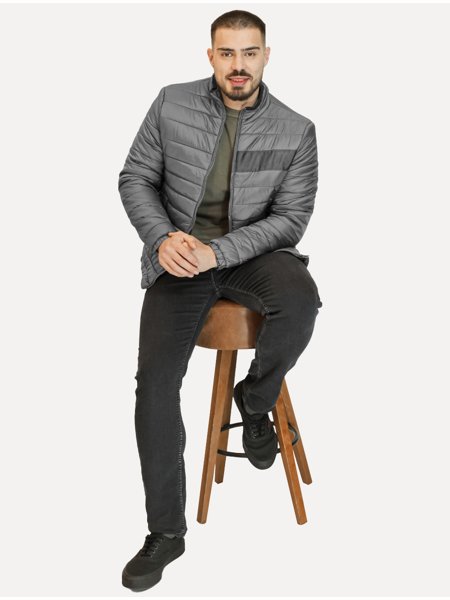 Jaqueta Ellus Masculina Nylon Bomber Gominhos Cinza Secret Outlet