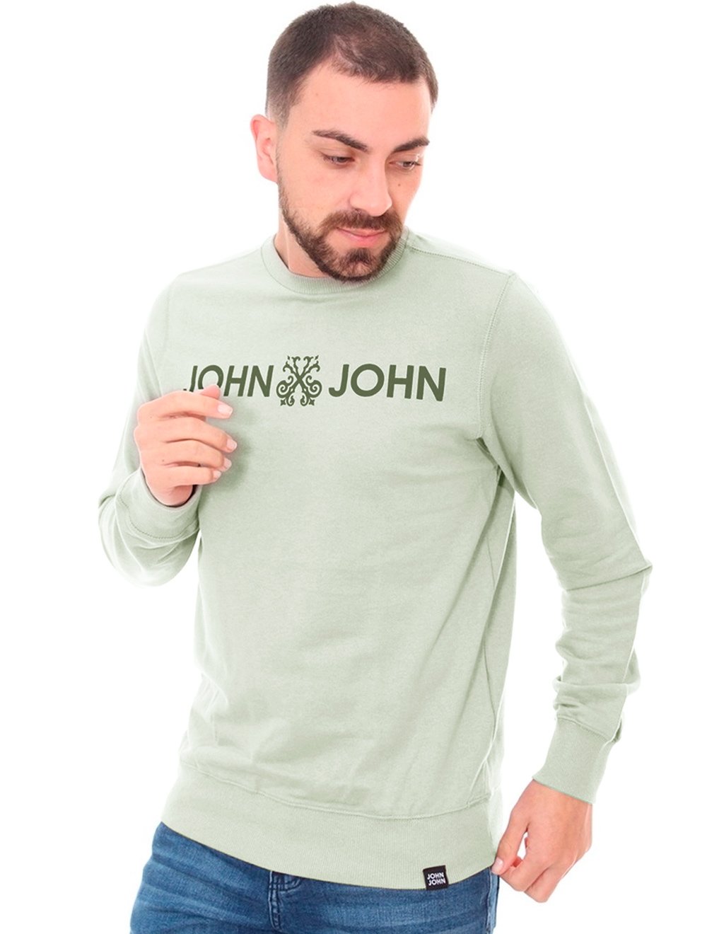 Moletom John John Masculino New Basic Logo Verde Claro