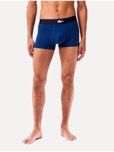 Cuecas Lacoste Boxer Casual Stretch Logo Marinho/Branca/Mescla Pack 3UN