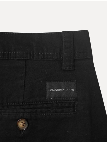 Calça Calvin Klein Jeans Masculina Slim Sarja Preta