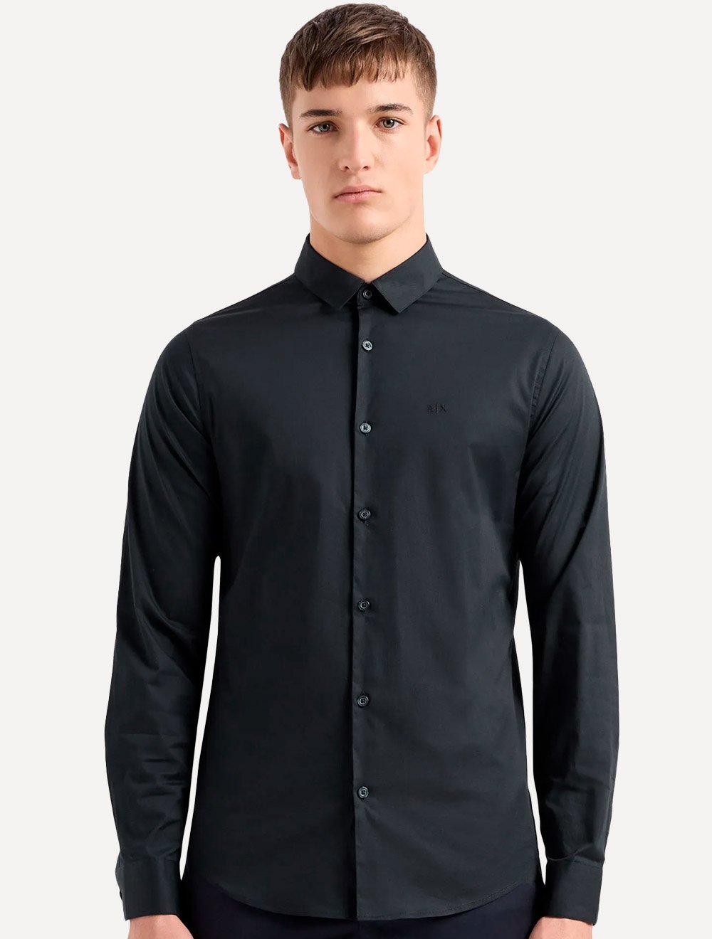 ARMANI COLLEZIONI シルク95% ブラウス シャツ 38 Camisa Armani Exchange Masculina Cotton Slim Fit Mono Logo Azul